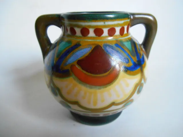 GOUDA Holland Fayence Keramik Vase sign bez. Bildmarke Miniatur - Jugendstil