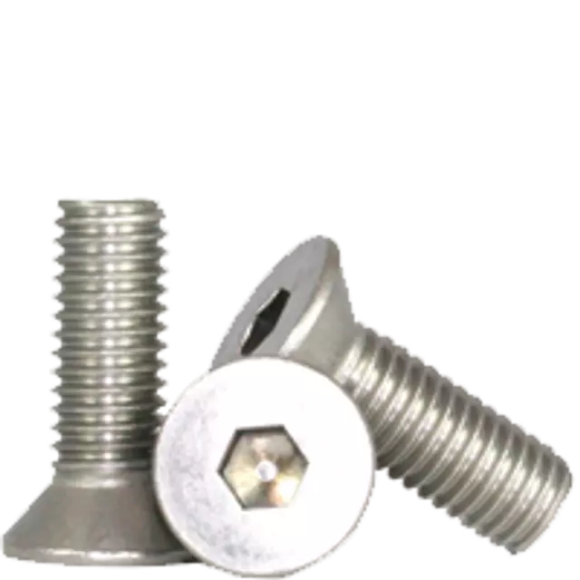 3/8"-16 x 1 3/4" Flat Socket Cap Screws, 18-8 Stainless A2, Coarse, FT, Qty 25