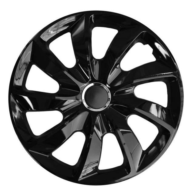15" Wheel Trims Covers Hub Caps Universal Solid Set 4 PCS Black Gloss Lacquered