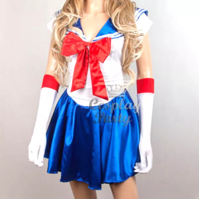 Sailor Moon Usagi Tsukino Cosplay Halloween Anime Costume Uniform Dress w/Glove 2