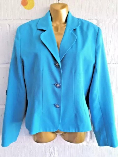 💙 ClockHouse C&A Size 10  Vintage 90s Y2k Blue Fitted Blazer Jacket