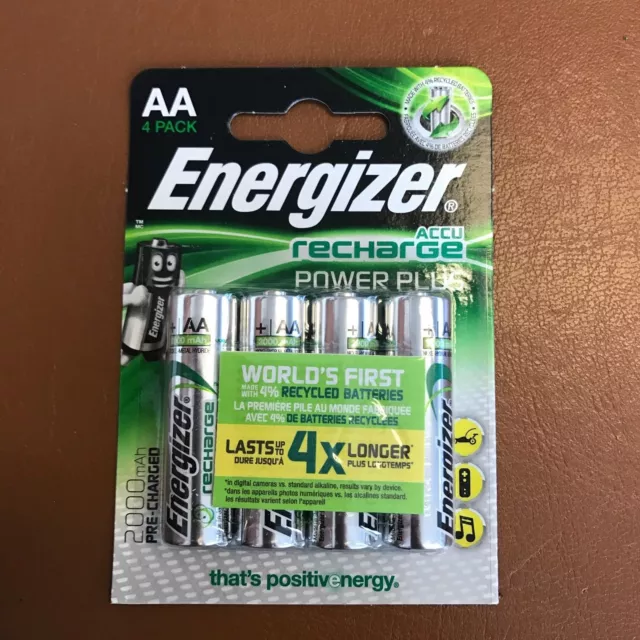 4 x Energizer AA Rechargeable POWER PLUS Batteries 2000 mAh NiMH Pre-Charged