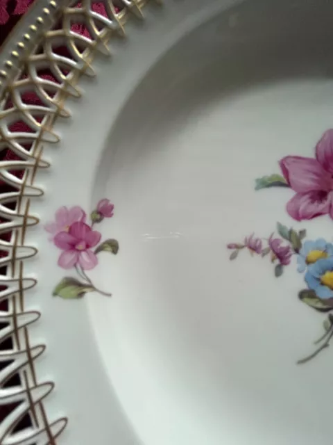 Antique KPM Royal Berlin Cabinet Plate Hand Painted Flowers. 3