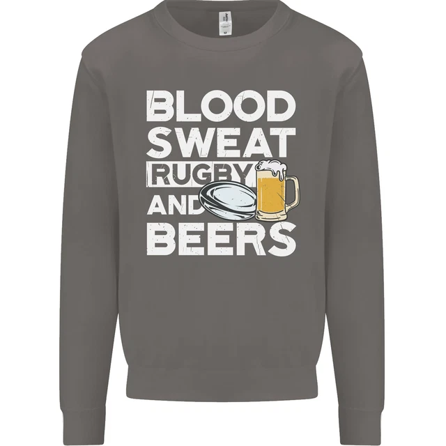 Felpa Blood Sweat Rugby e Birre Divertente Uomo Maglione 3
