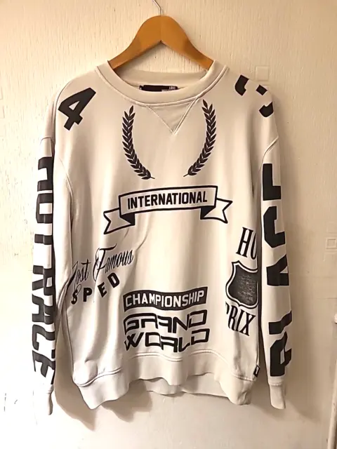 Love Moshino White Black Racing Print Sweatshirt Size M Genuine