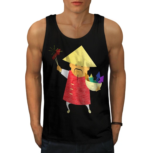 Wellcoda Chinese New Year Mens Tank Top, Firework Active Sports Shirt