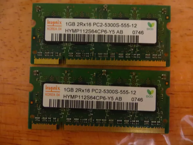 2GB DDR2 Laptop RAM Memory - 2 X 1GB - DDR2 555 / 667MHz SODIMM PC2-5300 200pin