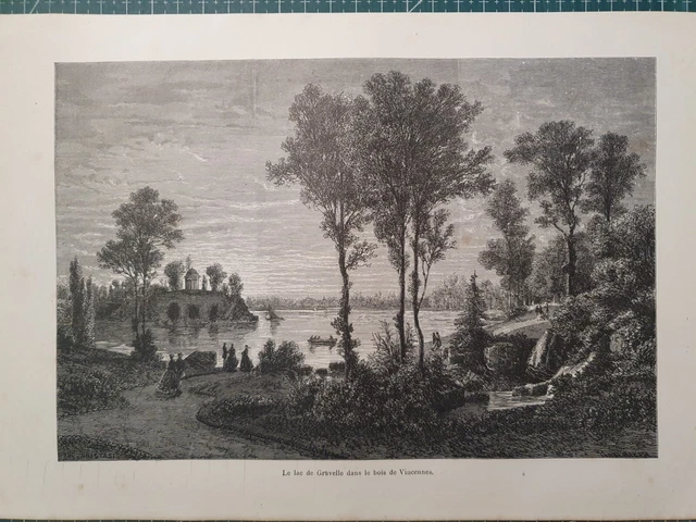 gravure hors-texte originale année 1881 (réf122) Paris lac de Gravelle Vincennes