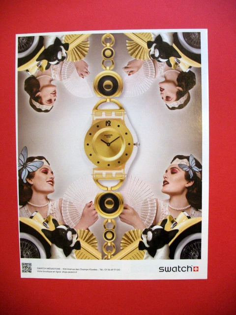 Publicite De Presse Swatch Montre Suisse Noire Et Or Ad 2013