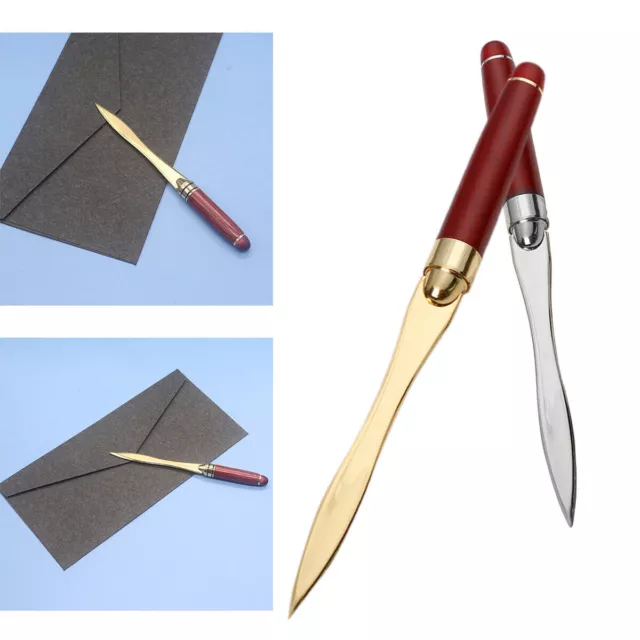 Abridor de cartas con mango de madera abridor de papel de acero inoxidable cuchillo lima dividida