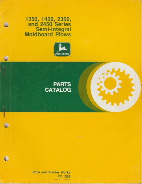 John Deere 1350 1450 2350 2450 Series Semi-Integral Moldboard Plow Parts Catalog