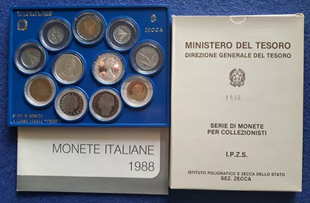 Monete Italia-Serie Divisionale Proof 1988 - 2 Monete In Argento Fondo Specchio