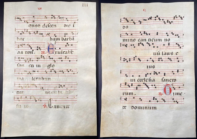 Fifteenth Century Script ANTIPHONAR ANTIPHONARY PARCHMENT Vellum Handwriting Manuscript 15th ...