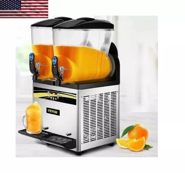 2x15L Commercial Slushy Machine Double Drink Dispenser Cold Juice Beverage Maker