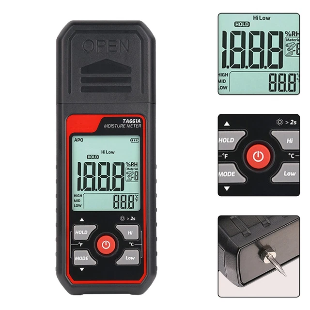 Digitale Igrometro 0-54.8% Ur 152 X 55 X 33mm 7 Materiali Digitale Durevole
