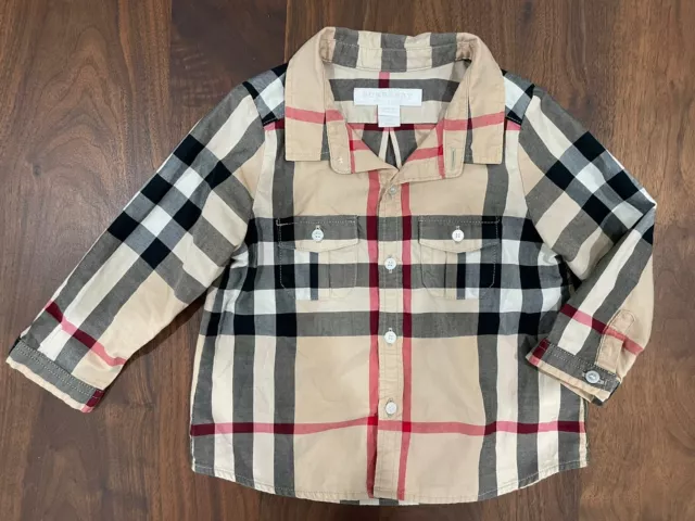 Burberry Children Nova Check Plaid Dress Shirt Size 12 Months