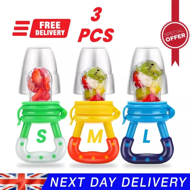 3PCS Baby Dummy Pacifier Fresh Food/Fruit Feeder Feeding Nipple Weaning Teething