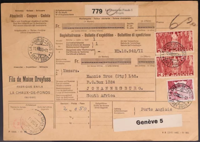 MayfairStamps Switzerland 1955 Genev to Johannesburg South Africa Regristration
