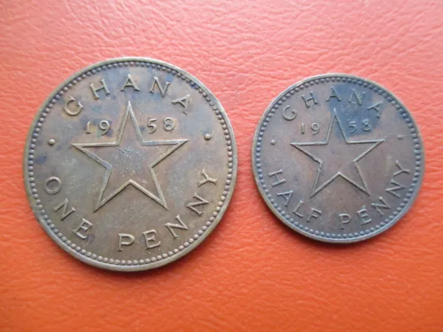 Ghana - 1958 - one penny & half penny                      (ref  422)