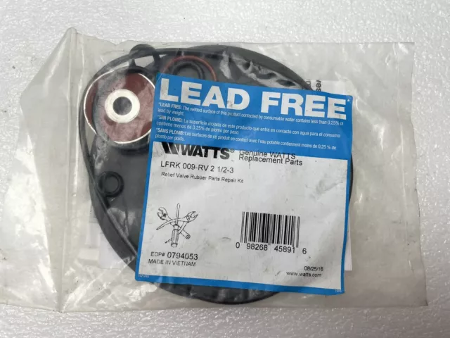 New Backflow Watts Lfrk 009-Rv 2 1/2 - 3" Relief Valve Rubber Repair Kit 0794053