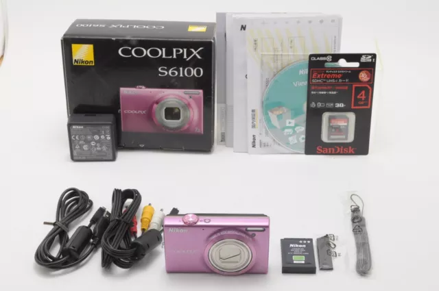 [TOP MINT in BOX] Nikon COOLPIX S6100 16.0MP Pink Digital Camera From JAPAN