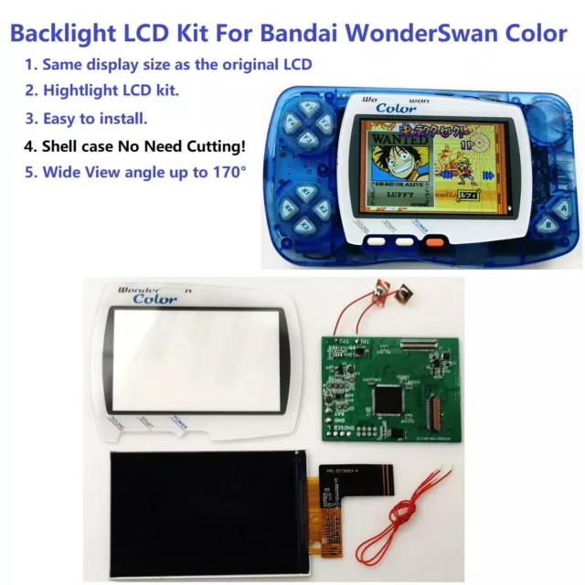 WSC Hightlight IPS LCD Screen Kit Backlight Mod For Bandai WonderSwan Color WSC