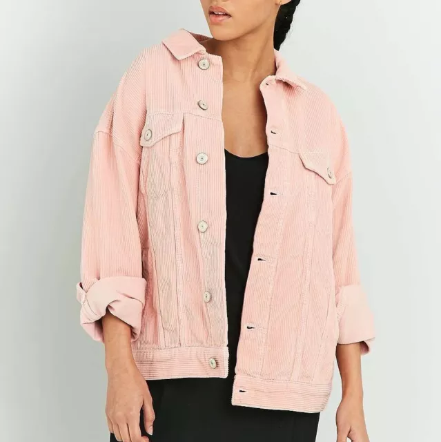 URBAN OUTFITTERS BDG Pink Corduroy Trucker Jacket Size S oversized