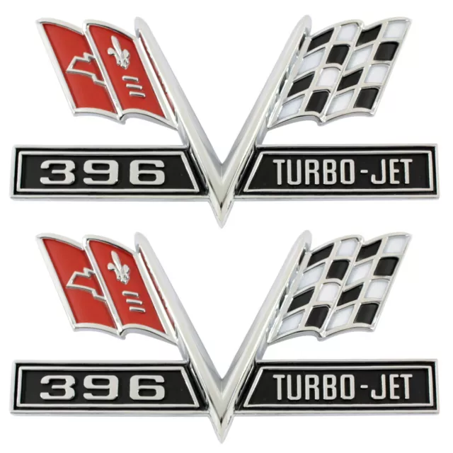 Front Fender Emblem 396 Turbo Jet 1965 1966 1967 Impala Caprice Chevelle Camaro