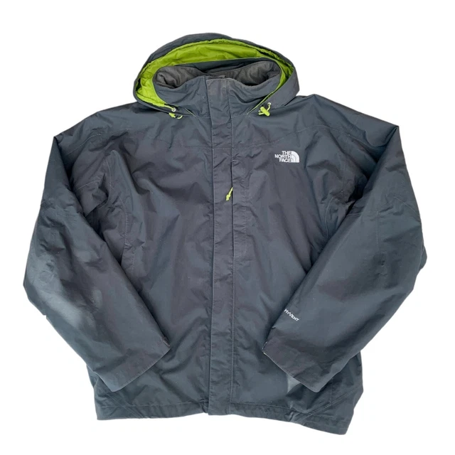 The North Face Hyvent Grey Full Zip Jacket Outdoor Hooded Rain Coat Size XL