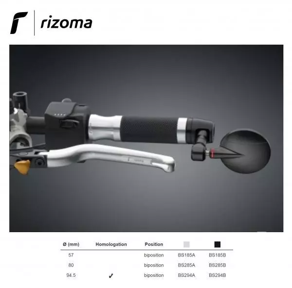 Rizoma Spy-R NAKED biposizione Specchietto retrovisore univ 57mm Alluminio