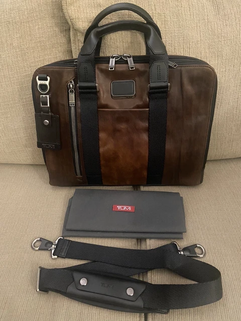 BRAND NEW  TUMI Alpha Bravo LEATHER AVIANO Slim Brief  $1350 SOLD OUT EVERYWHERE