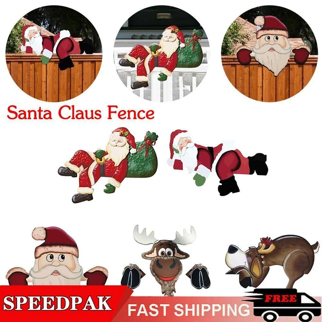 Santa Claus Fence Decoration Closure Stockade Wall Garden Decoration A0F1