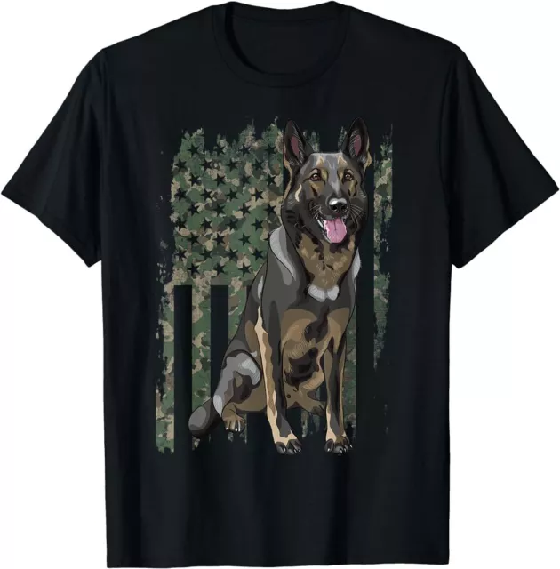 NWT German Shepherd Shirt Patriotic Camo American Flag Dog Breed T-Shirt