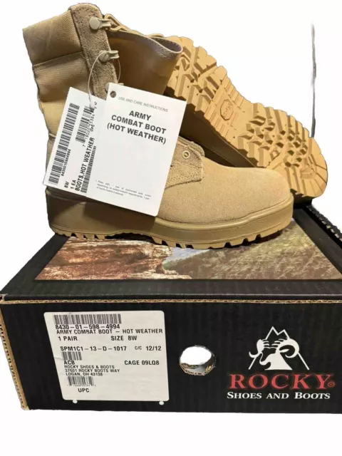 US. Military Issue Rockey Men's Army Combat Boot Size 8 Wide Hot Weather New