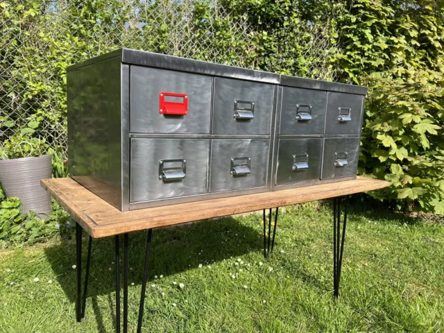 Vintage Industrial Metal Filing Cabinet Sideboard