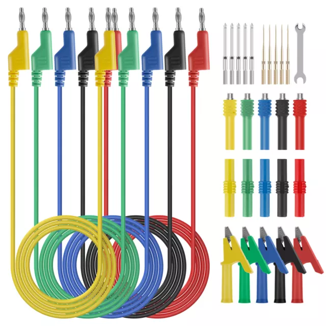 30PCS 4mm Stackable Banana Plug Test Lead Kit With Alligator Clip-Back Probe⋈