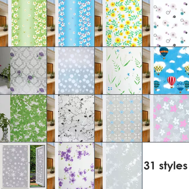 Removable Colorful Flower Bathroom Window Glass Electrostatic Stickers