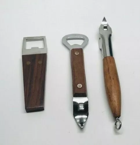Mid Century Wood Handle Bar Kitchen Tools Can Openers Barlow Phoenixware Vintage