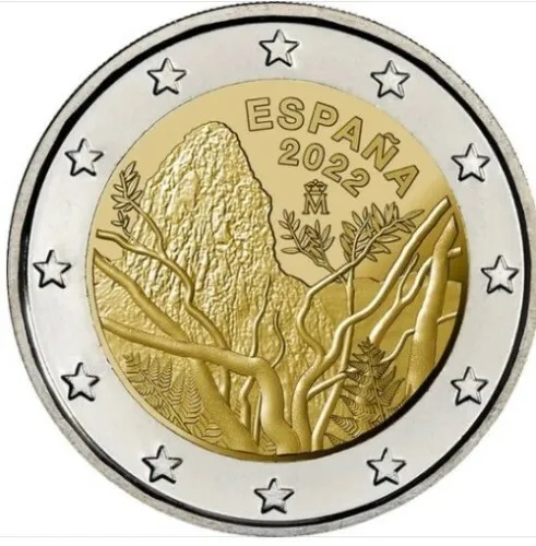 Spagna 2022 2 Euro Parco Garajonay Unesco Espagne Spain Spanien Fdc