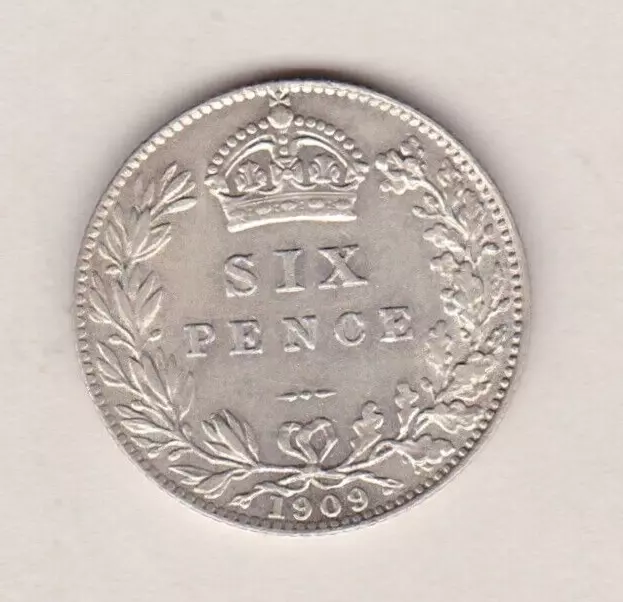 1909 Edward Vii Silver Sixpence Coin In Extremely Fine Or Better Condition