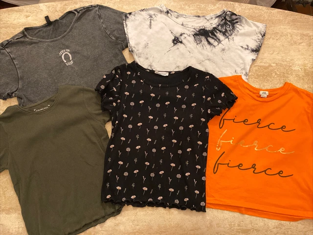 7x T-shirt tagliate per ragazza età 12 da River Island, H&M e Primark
