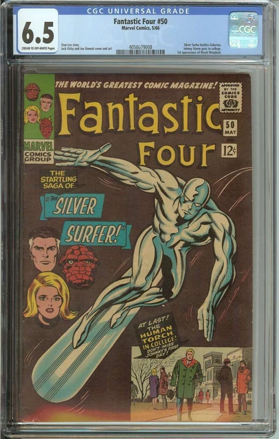 Fantastic Four #50 Cgc 6.5 Cr/Ow Pages // Silver Surfer Vs Galactus Trilogy 1966