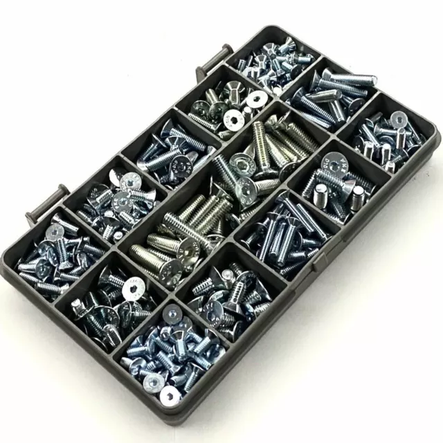 260 Assorted Piece Zinc Coated M4 M5 M6 Metric Socket Countersunk Screws Kit