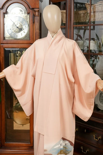 Dear Vanilla Japanese Silk Tomesode Kimono Women's Authentic Japan Vintage Mint 2