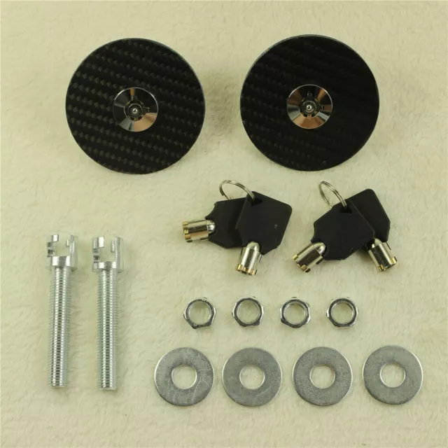 NEW Universal  Racing Carbon Fiber Mount Bonnet Hood Latch Pin Key Locking Kit