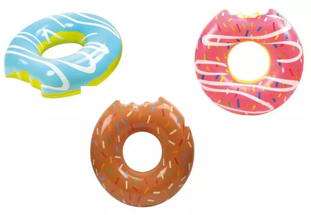 MEGA Schwimmring Schwimmreifen DONUT mit BISS ca. Ø 120 Pool blau braun pink