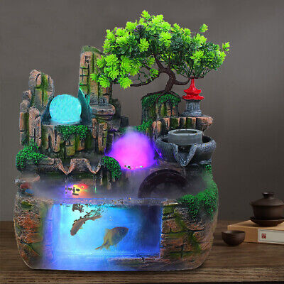 Indoor Rockery Fountain Waterfall Feng Shui Home Goldfish Tank Desktop Decorat