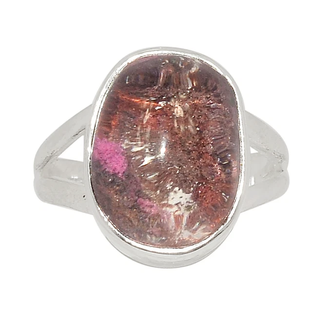 Treated Purple Ghost Phantom Lodolite 925 Silver Ring Jewelry s.6.5 ALLR-17232