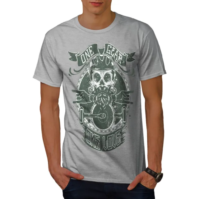 T-shirt da uomo Wellcoda One Gear Love Skull, grafica biker