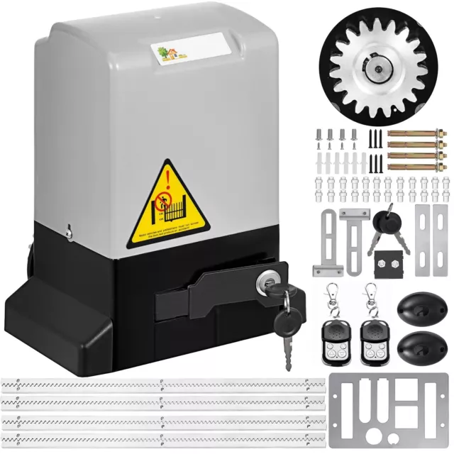 Motorisation Portail Coulissant 600KG Ouvre-Porte 2 Télécommandes 370W